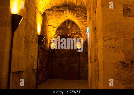 Bahai-gärten in Haifa und Templer Ruinen in Akko, Israel Stockfoto