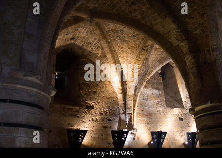 Bahai-gärten in Haifa und Templer Ruinen in Akko, Israel Stockfoto