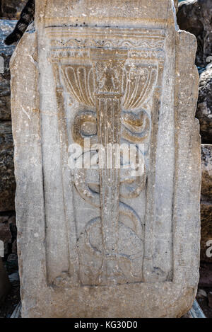 Marble Reliefs in Ephesus historische antike Stadt, in Selcuk, Izmir, Türkei. Stockfoto