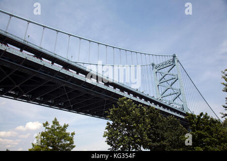 Benjamin Franklin Bridge in Philadelphia über den Fluss Delaware - USA Stockfoto