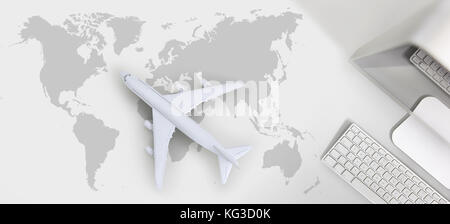 Buchung und suchen Flug Flugreisen reise Ferienhäuser Konzept, banner Web Template Stockfoto