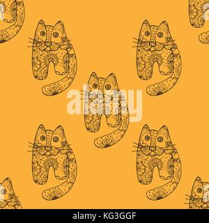 Nahtlose Muster mit niedlichen Katzen, Vektor, Abbildung Stock Vektor