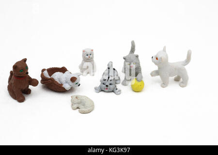 Jahrgang 1990's Toys Kitty In My Pocket Katzen Stockfoto