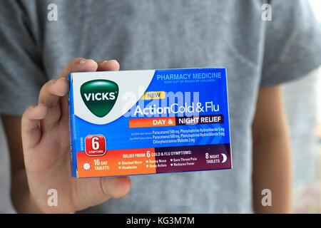 Vicks Aktion Kälte und Grippe Tag und Nacht Relief Tabletten Stockfoto