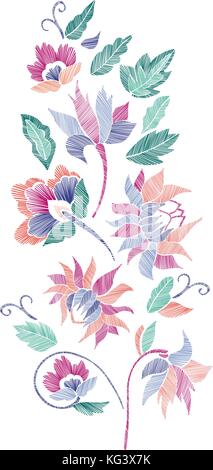 Florale Muster, Ausschnitt Designs. Vector Illustration Hand gezeichnet. fantasy Blumen Stickmuster. Stock Vektor