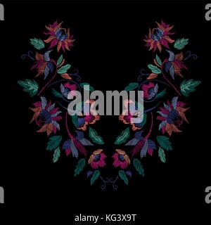 Florale Muster, Ausschnitt Designs. Vector Illustration Hand gezeichnet. fantasy Blumen Stickmuster. Stock Vektor