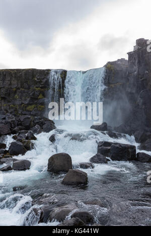 Oxararfoss Wasserfall, Island Stockfoto