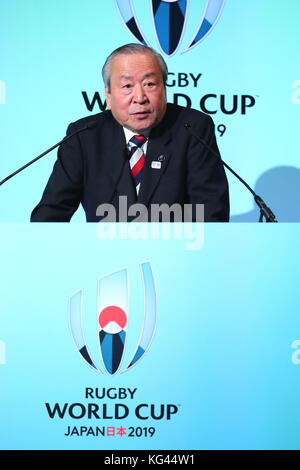 Tokio, Japan. November 2017. Akira Shimazu Rugby : das Organisationskomitee der Rugby-Weltmeisterschaft 2019 kündigte den Spielplan der Rugby-Weltmeisterschaft 2019 Japan in Tokio an. Quelle: Naoki Nishimura/AFLO/Alamy Live News Stockfoto