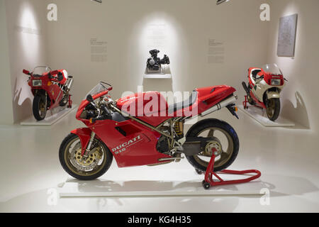 Motorräder Anzeige an die Ducati factory Museum, Bologna, Italien. Stockfoto