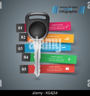 Schlüssel und Alarm symbol. Auto Alarm. business Abbildung Stock Vektor