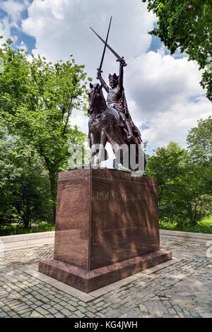 König Jagiello Monument im Central Park, New York City Stockfoto