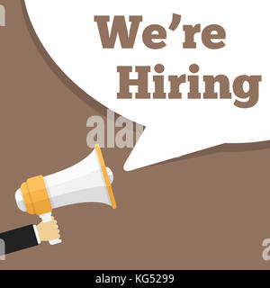 Hand mit Megafon und Sprechblasen mit Text' die Einstellung 'Vector EPS 10 Abbildung Stockfoto