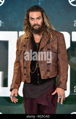 Jason Momoa nimmt an der Justice League Fotocall am College, Southampton Row, London Teil. DRÜCKEN SIE VERBANDSFOTO. Bilddatum: Samstag, 4. November 2017. Bildnachweis sollte lauten: Matt Crossick/PA Wire. Stockfoto