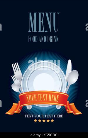 Restaurant Menü Cover Design. Abdeckung Broschüre Design Template für Menü im Restaurant essen und trinken Stock Vektor