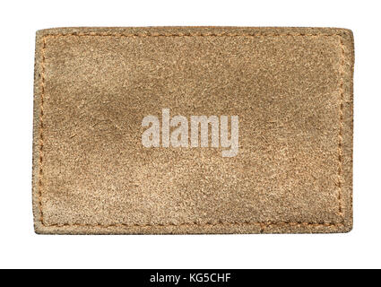 Leer Leder Jeans Label, isoliert. Stockfoto