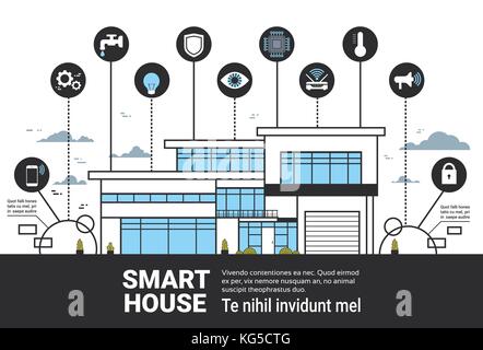 Smart house Infografiken Icons Set moderne Home control system interface Technologie banner Stock Vektor