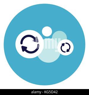 Symbol Symbol auf runden blauen Hintergrund aktualisieren Stock Vektor