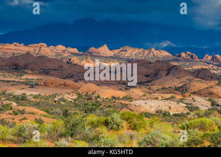 Versteinerte Sanddünen in der Arches National Park, Utah, USA Stockfoto