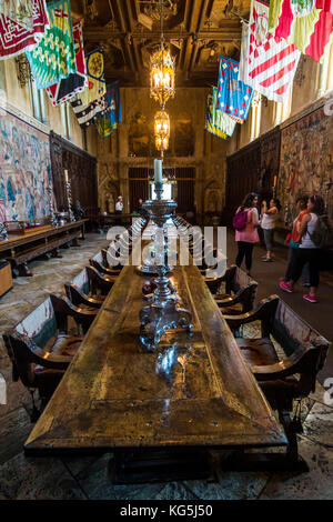 Speisesaal des Hearst Castle, Big Sur, Kalifornien, USA Stockfoto