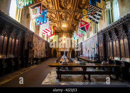 Speisesaal des Hearst Castle, Big Sur, Kalifornien, USA Stockfoto