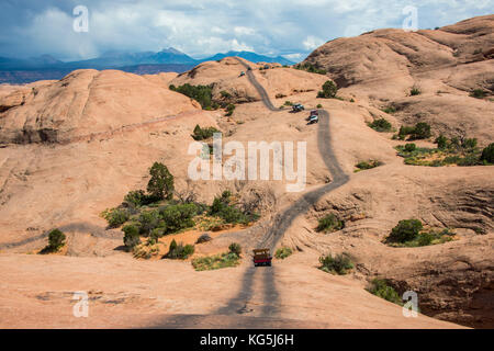 Hummer fahren auf der Slickrock Trail, Moab, Utah, USA Stockfoto