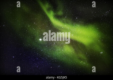 Aurora Borealis or Northern Lights with Milky Way Galaxy, Lapland, Sweden. Stockfoto