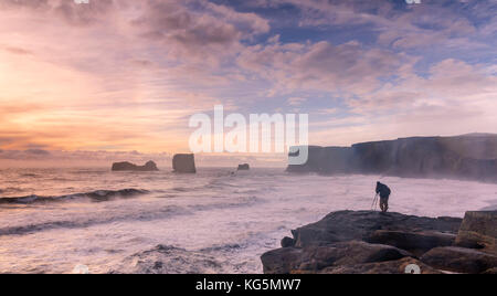 Dyrhòlaey Leuchtturm, Vik ì Myrdal, Island Stockfoto