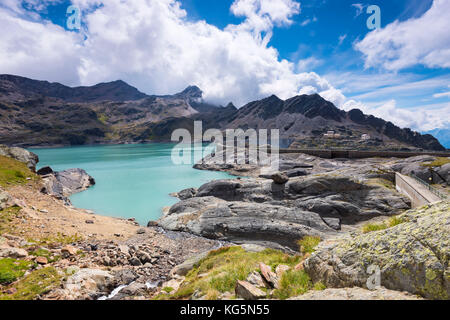 Careser Dam und careser See Europa, Italien, Trentino, Sun Valley, Pejo, Nationalpark Stilfserjoch, Ortler Cevedale Gruppe Stockfoto