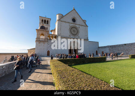 St. Francis Basilic, Assisi Dorf, Gebiet von Perugia, Umbrien, Italien Stockfoto