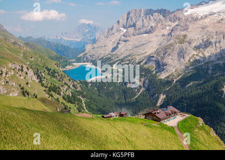 Sentiero delle Alte Creste, Rifugio viel Dal Pan, Canazei, Trient, Trentino, Südtirol, Italien, Europa Stockfoto