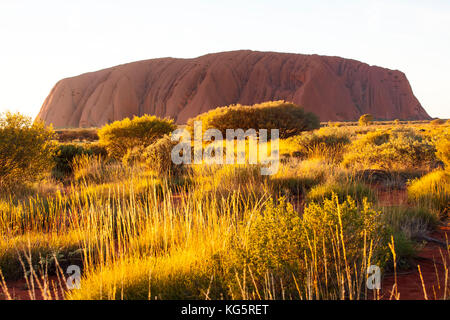 Uluru mit sonnendurchfluteten vorne, rotes Zentrum, Outback, Australien Stockfoto