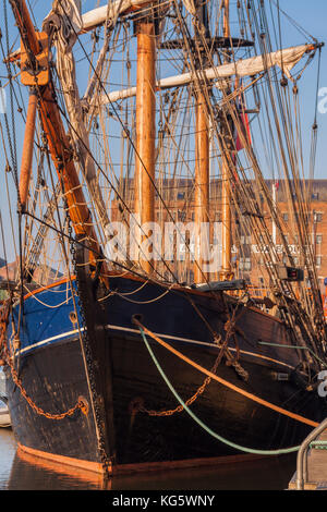 Tall Ships in Gloucester Docks Stockfoto