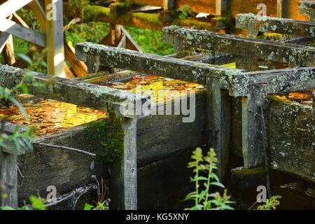 Das Zusammenkommen von zwei Mühle Rennen an historischen Mabry Mill auf dem Blue Ridge Parkway in Virginia. Stockfoto