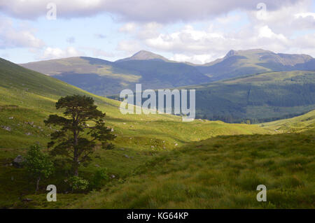 Die munros Ben vorlich & stuc ein 'chroin von Glen kendrum auf dem Weg zur schottischen Berge Corbett meall Eine t-seallaidh, Scottish Highlands. Stockfoto