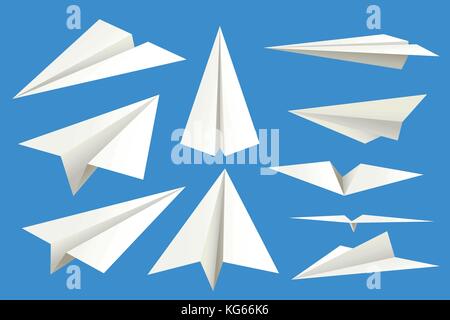 Papier Flugzeuge auf Blau Stock Vektor