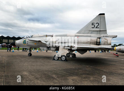 SAAB 37 Viggen, Schwedische Vintage Military jet Aircraft. Stockfoto