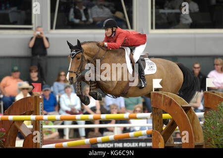 Anne Kursinski (USA), Lorenzo, Winter Equestrian Festival, Wellington, Florida, März 2007, LLC Masters Cup Stockfoto