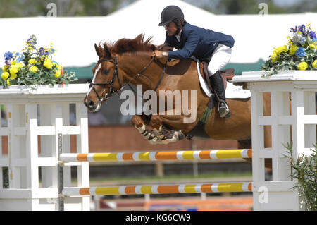 Norman Dello Joio (USA), Malcolm, Winter Equestrian Festival, Wellington, Florida, März 2007, US Open Jumper Meisterschaft Stockfoto