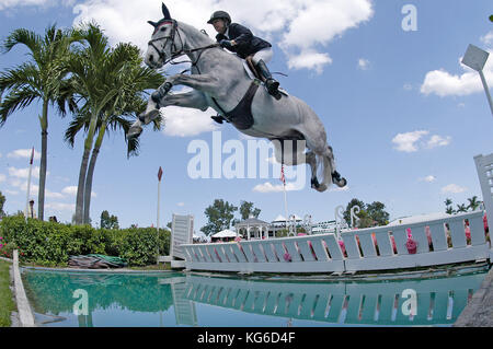 Laura Kraut (USA), Cedric, Winter Equestrian Festival, Wellington, Florida, März 2007, Mittlere Tour Final 1,50 Classic Stockfoto