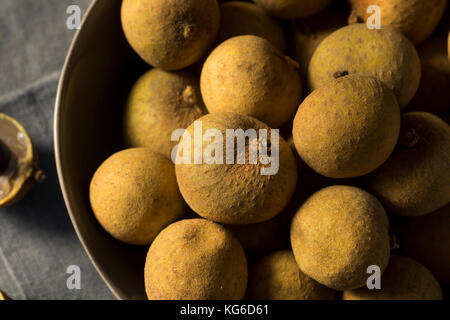 Raw organic Brown longan Früchte in eine Schüssel geben. Stockfoto