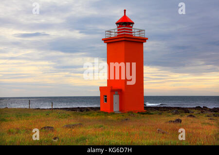 Stafnes Leuchtturm, Halbinsel Reykjanes, Island Stockfoto