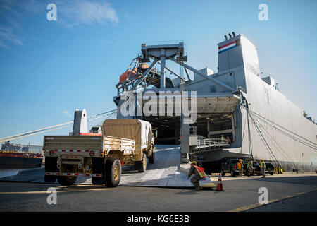 Eine Light Medium Tactical Vehicle aus der 200 Militärpolizei Kommando Brötchen auf Cape Wrath als Teil eines Port Operations Übung mit der 1398Th Dep Stockfoto