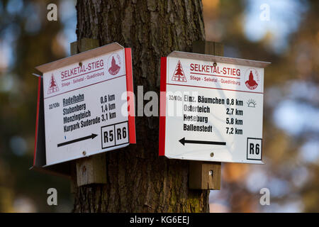 Beschilderung selketal - stieg Harz Stockfoto