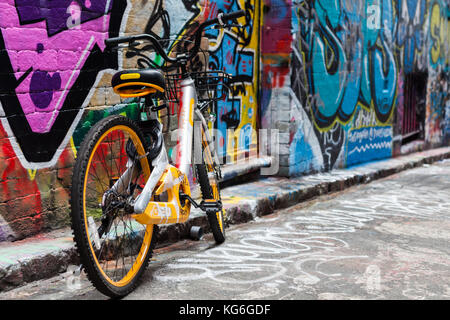 Einen kostenlosen Fahrrad in Hosier lane Melbourne Australien Stockfoto