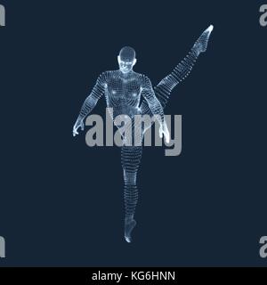 Gymnast. Mann. 3d-Modell des Menschen. Human Body Model. Blick auf den menschlichen Körper. Gymnastik Aktivitäten für Icon Health und Fitness Community. Stock Vektor