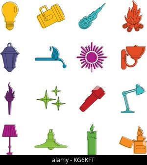 Light source symbols icons doodle set Stock Vektor