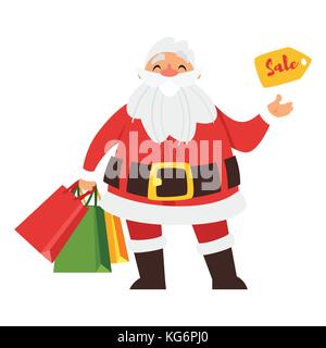 Santa claus Holding Shopping Taschen Stock Vektor