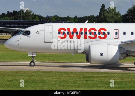 Bombardier c-Serie airliner von Swiss Airlines Stockfoto