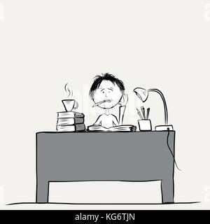 Student Studium zeichnen Stock Vektor