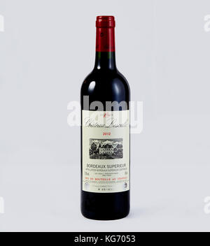 Flasche Chateau Lescalle Wein Stockfoto